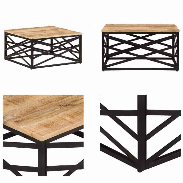vidaXL Tavolino 68 x 68 x 35 cm in legno massiccio di mango - Tavolino - Tavolini - Tavolino a specchio - Tavolini a specchio