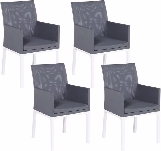 Set di 4 sedie da giardino BELIANI con rivestimento in Textilene grigio e gambe in alluminio bianco resistente ai raggi UV – 1