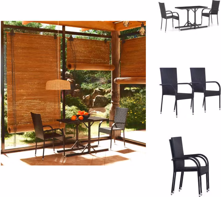 vidaXL Set da pranzo da giardino 3 pezzi nero - Set di mobili da giardino