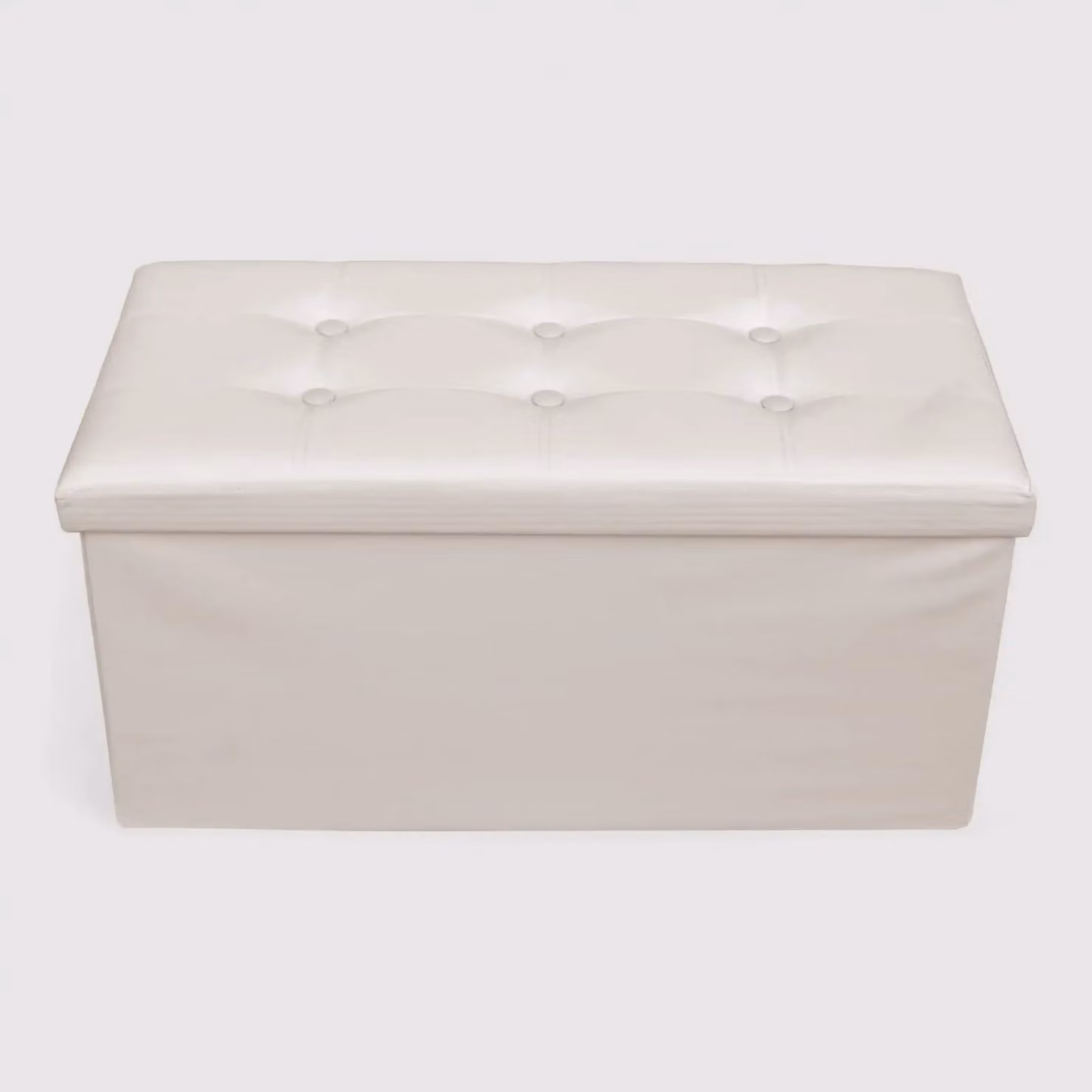 Alisso - Pouf portaoggetti beige imbottito da salotto