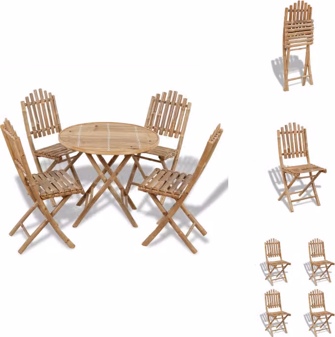 vidaXL Set da pranzo pieghevole da giardino in bambù 5 pezzi - Set di mobili da giardino