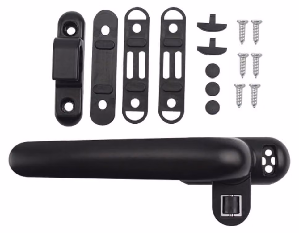 2 maniglie per finestre, ricambi universali per porte finestre in alluminio, colore nero