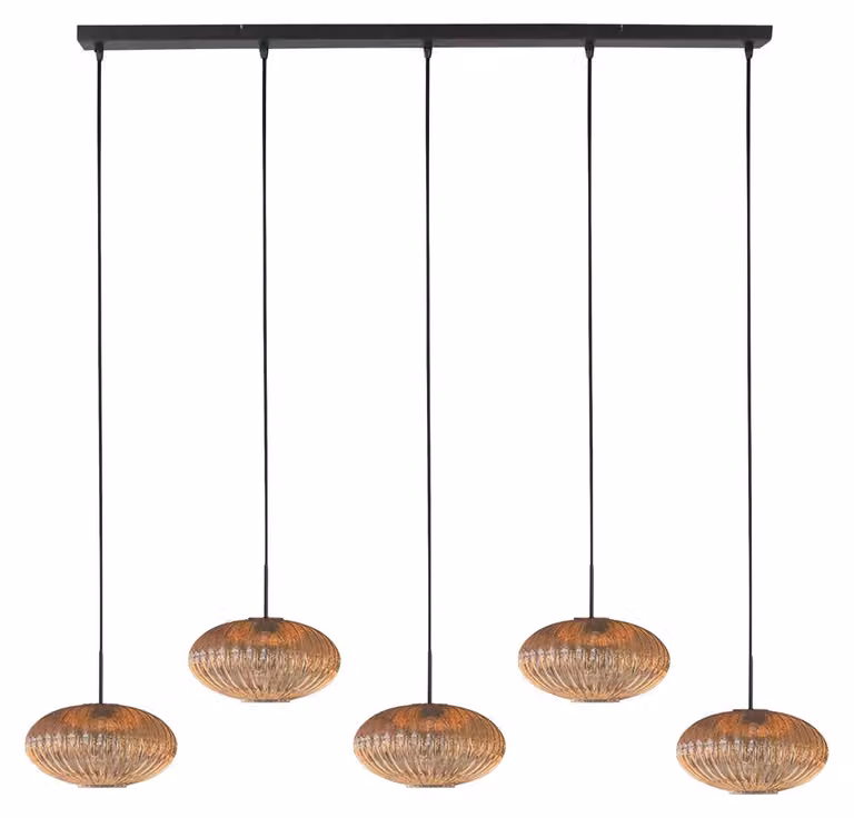 Lampada a sospensione - ambra - HaloSwap - vetro metallo - grande lampada da tavolo da pranzo - E27 - 4286ZW - Mexlite