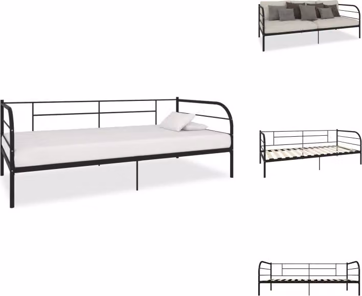 vidaXL Struttura letto giorno in metallo nero 90×200 cm - Letti e strutture letto