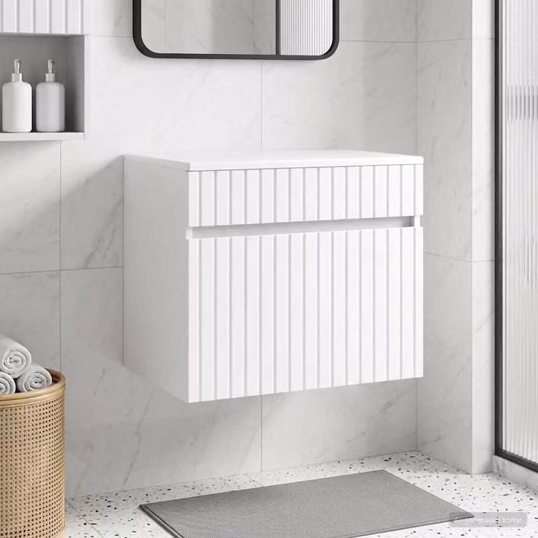 vidaXL Mobiletto da Bagno a Muro Bianco Lucido L: 59 cm, P: 44,5 cm, H: 50 cm