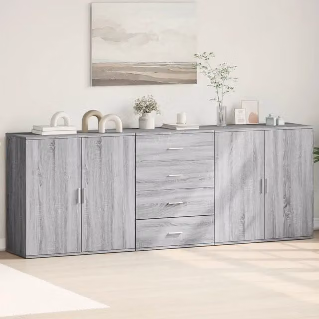 Credenze 3 pz Grigio Sonoma in Legno Multistrato 3276614