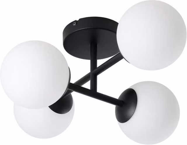 Plafoniera Contemporanea Eglo Castrovido in Acciaio Nero e Vetro Bianco con 4 Luci G9, adatta per il bagno, IP44
