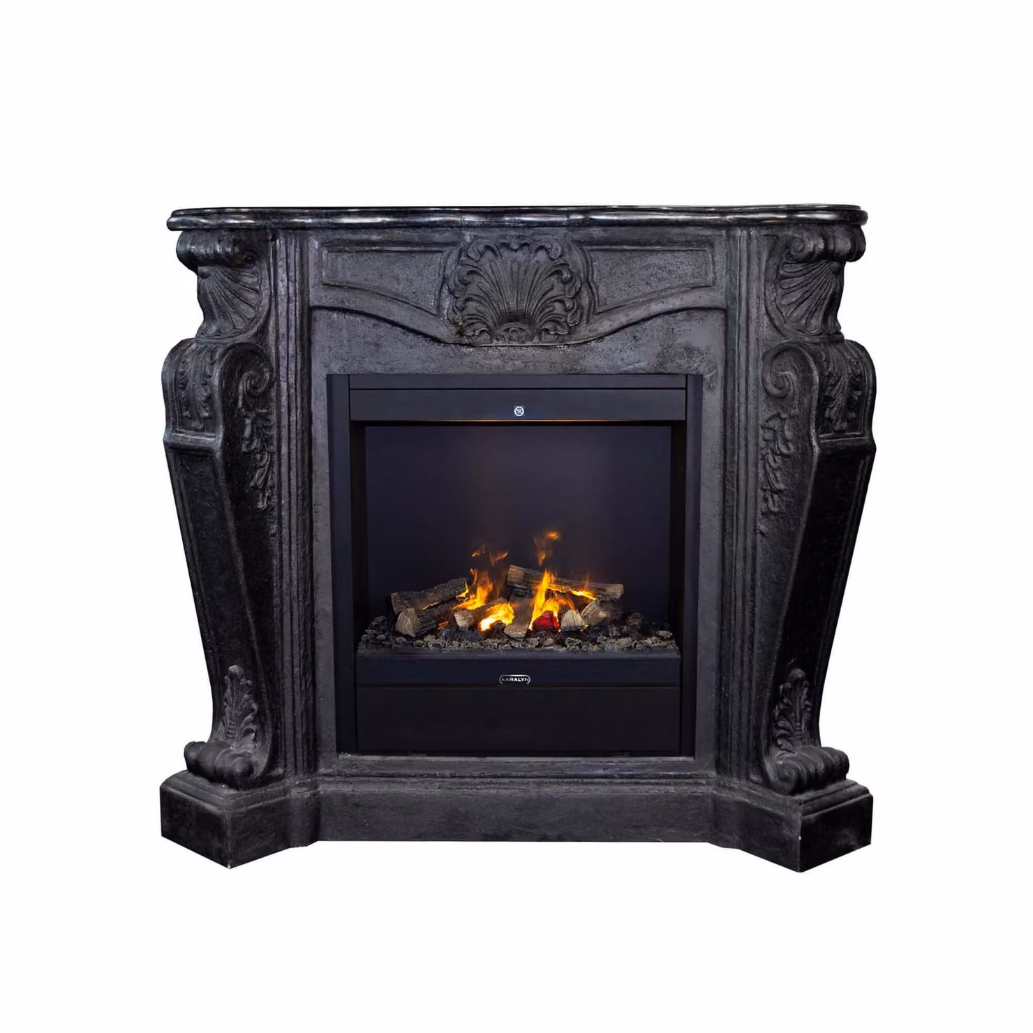 Caminetto a vapore acqueo Xaralyn - Louis EAL-B - pietra naturale nera - riscaldatore da 1500 watt - con telecomando - caminetto elettrico Opti-Myst - caminetto da incasso incluso - caminetto decorativo