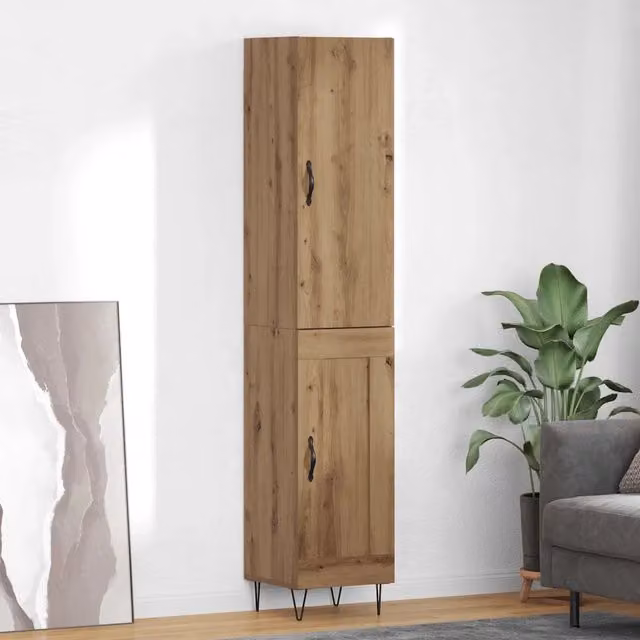 Credenza Buffet Armadio da Cucina vidaXL in Rovere Marrone L: 69,5 cm, P: 34 cm, H: 180 cm