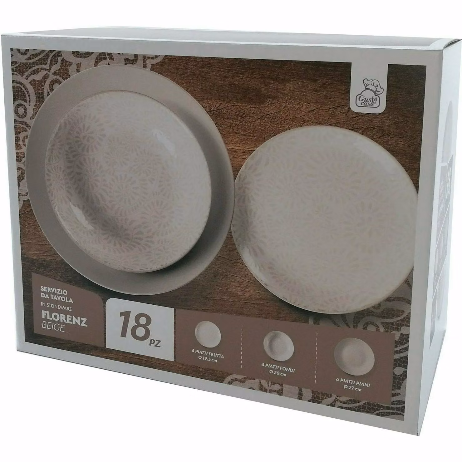 Servizio di piatti Florenz Gusto Casa in stoneware beige, 18 pezzi – 2