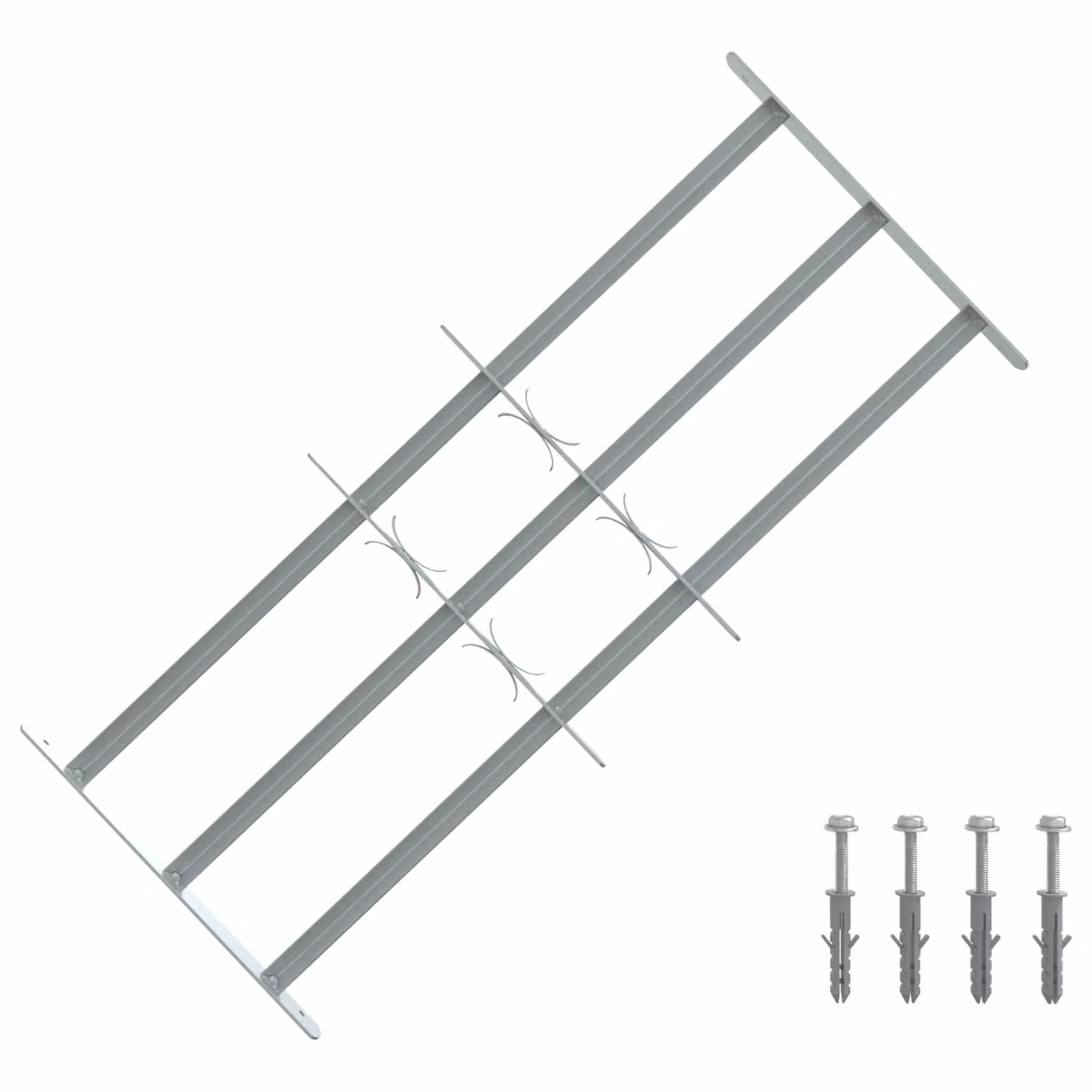 Set di 3 Griglie di Sicurezza per Finestra vidaXL in Acciaio Zincato, Colore Grigio/Argento