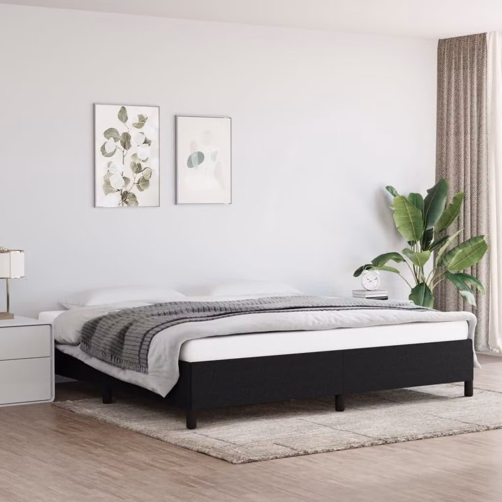 The Living Store Struttura letto nera 200x200 cm in tessuto