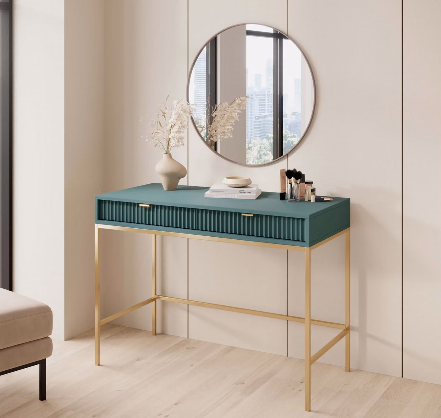 Tavolino consolle MISHEEL - blu-verde / oro