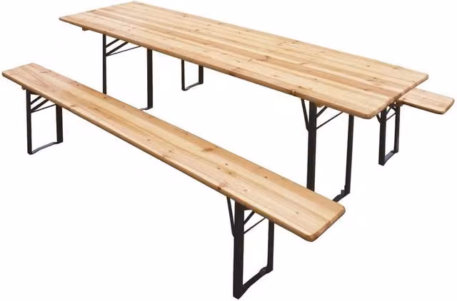 BIRRERIA SET TAVOLO+PANCHE RICHIUDIBILE TAVOLO GIARDINO LEGNO 80x200cm VERDELOOK