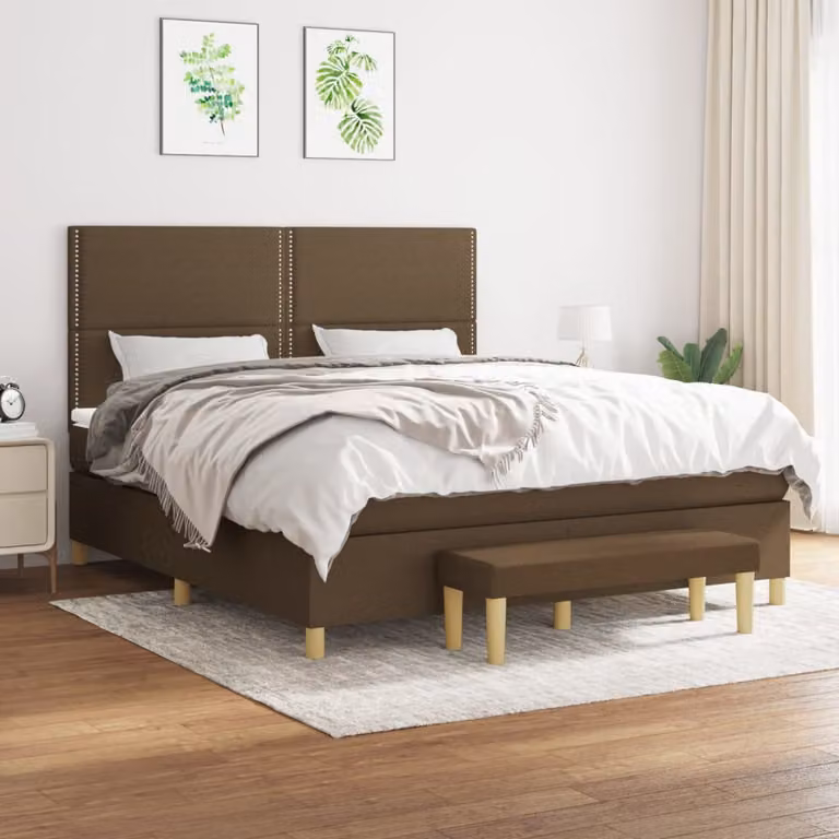 vidaXL Letto Ibrido con Giroletto a Molle e Materasso, Marrone Scuro e Bianco, L/P: 180 x 200 cm