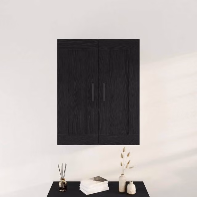 Mobile a muro moderno vidaXL in legno nero opaco L: 69,5 cm, P: 34 cm, H: 90 cm