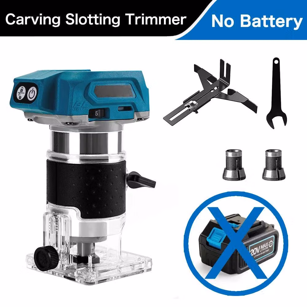 Fresatrice senza spazzole per legno - Macchina per la lavorazione del legno - Elettroutensile per la lavorazione del legno - Trimmer - Utensile per intaglio del legno