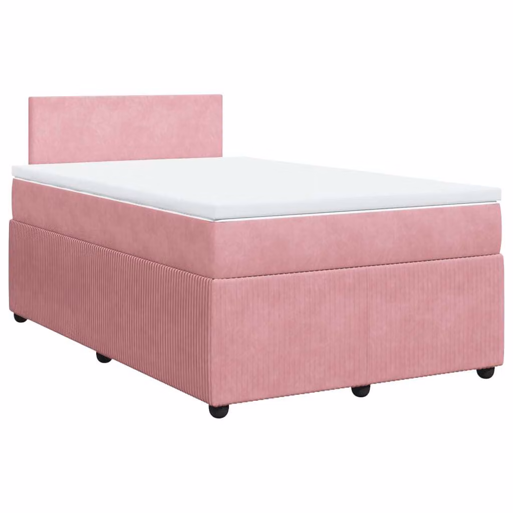 Giroletto a Molle con Materasso Rosa 120x200 cm in Velluto