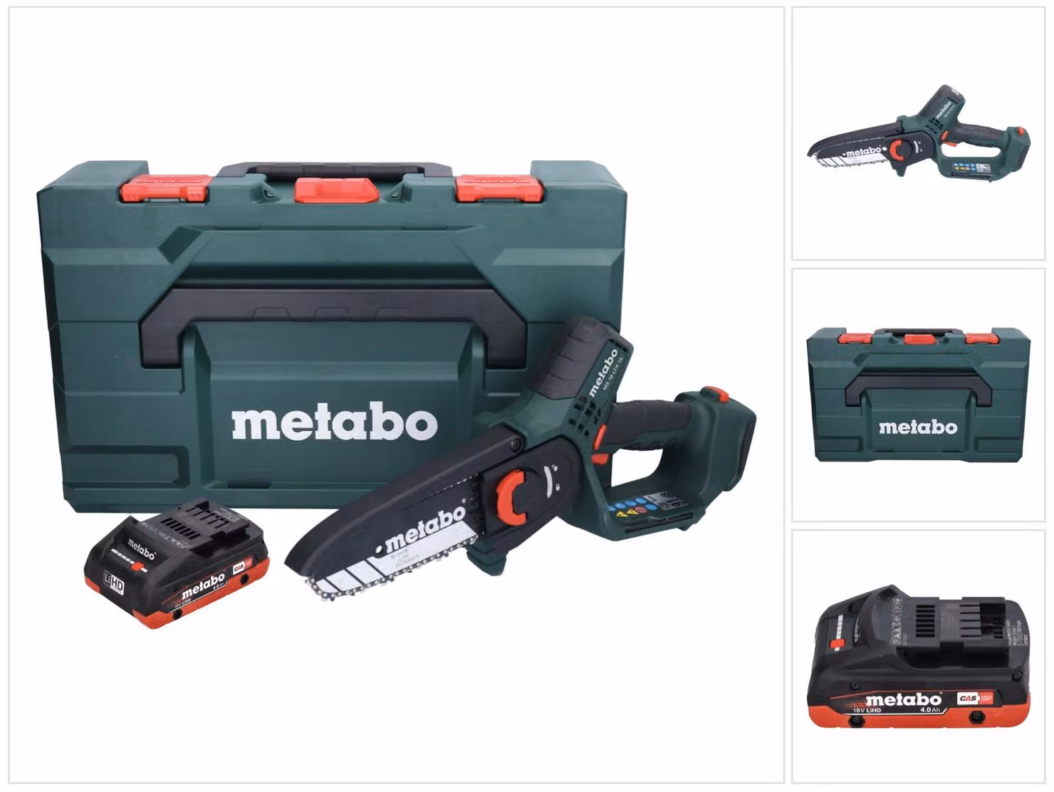 Metabo MS 18 LTX 15 sega da potatura a batteria 18 V 15 cm 5 m/s + 1x batteria ricaricabile 4,0 Ah + metaBOX - senza caricabatterie