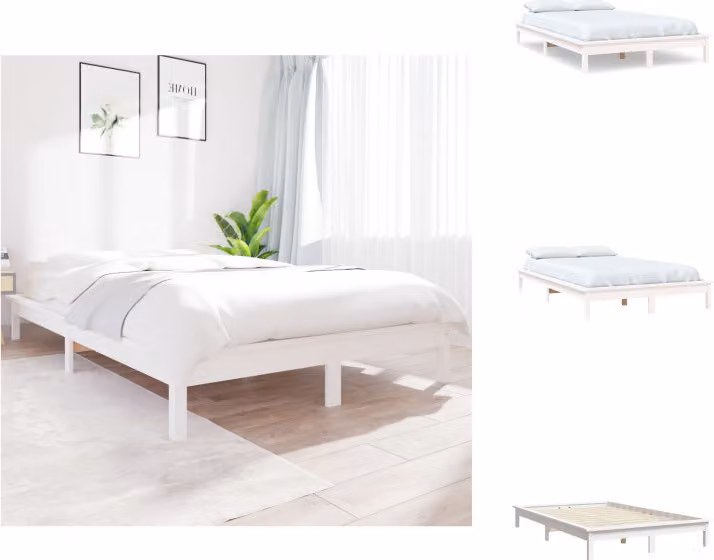 vidaXL Letto in legno massiccio bianco 150x200 cm pino - Letti e strutture letto