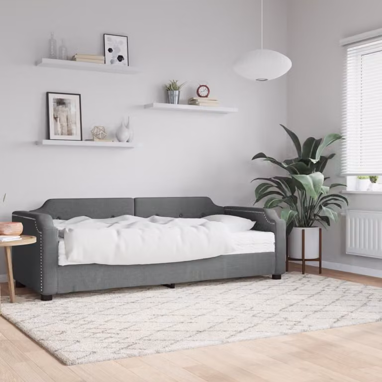 Maison Exclusive - Divano letto con materasso, grigio scuro, 100x200 cm, tessuto