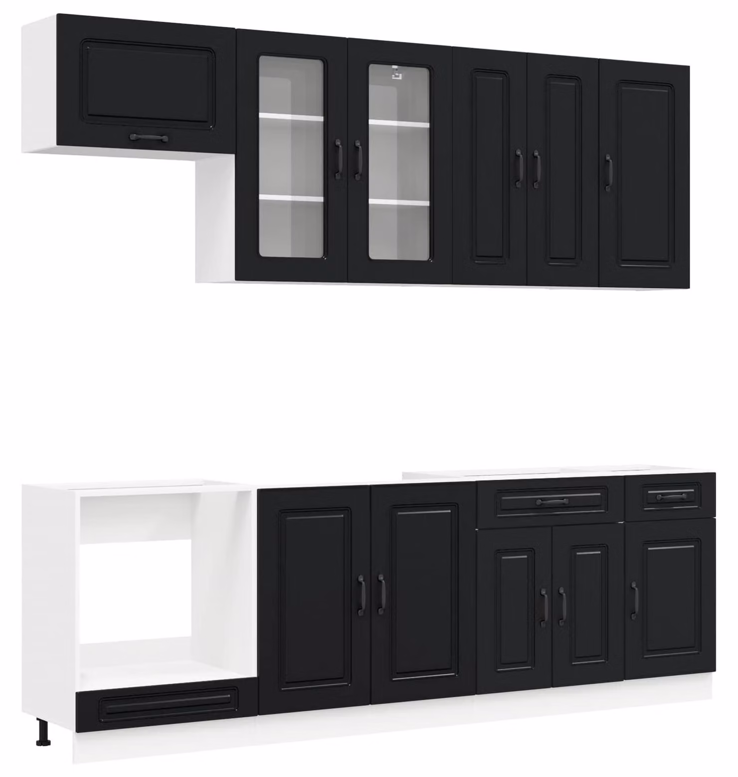 Set di mobili da cucina KALMAR, 8 pezzi, colore nero, materiale: legno composito