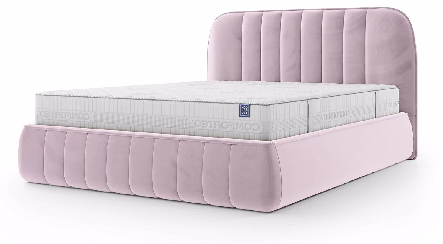 Letto imbottito con contenitore Carla, colore malva opaco, dimensioni 160 x 200 cm