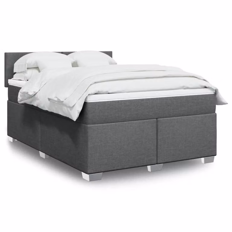 Maison Exclusive - Letto boxspring con materasso grigio scuro 160x200 cm tessuto