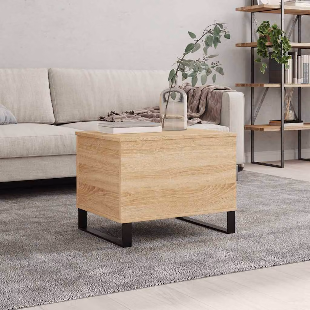 vidaXL Tavolino da Salotto Moderno in Legno e Metallo, Rovere, L 60 x P 44,5 x H 45 cm
