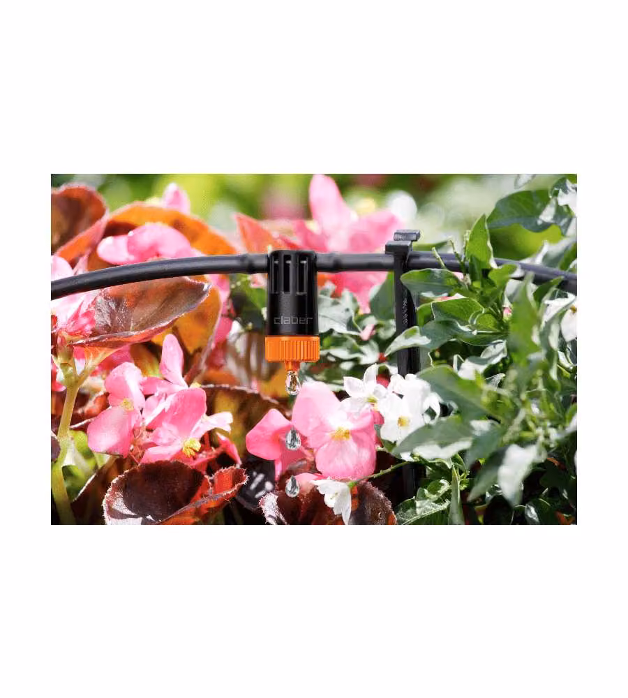 Set di 10 gocciolatori in linea Claber con controllo del flusso, colore nero, portata 0-10 l/h – 2