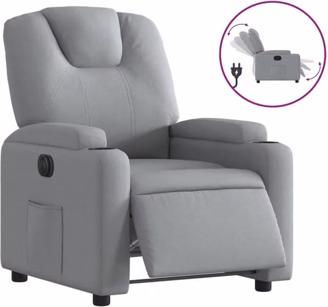 Poltrona | Sedia Relax Elettrica Reclinabile Grigio Chiaro in Tessuto