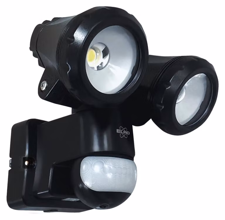 Lampada da esterno a LED, modello Duo, 2 x 10W, 1200 lumen, grado di protezione IP54, colore nero, con sensore di movimento