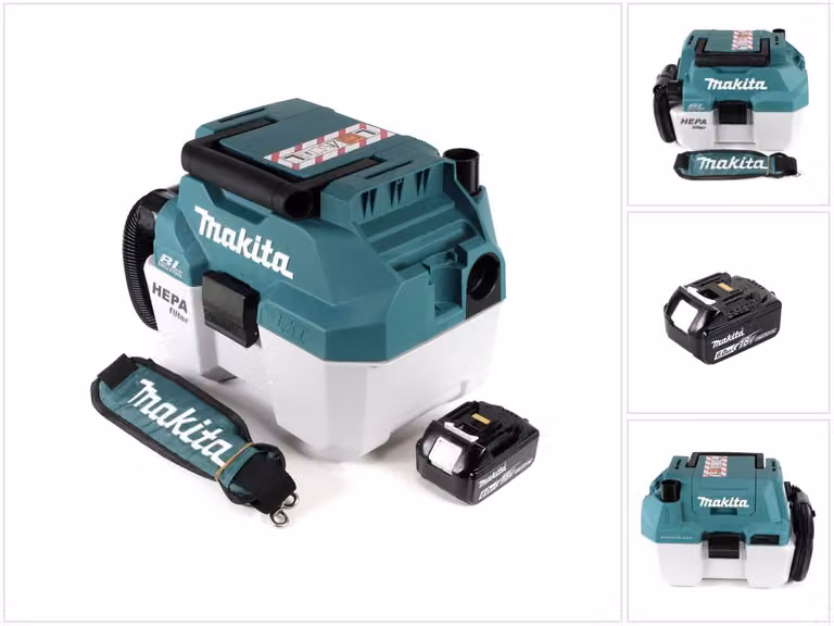 Aspiratore a batteria Makita DVC 750 LG1X3 18 V portatile + 1x batteria 6,0 Ah - senza accessori, senza caricabatterie