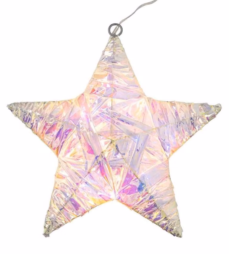 Fanale a LED tridimensionale per esterni, con effetto iridescente, dimensioni 21,5x20 cm, 20 LED bianco caldo, con timer