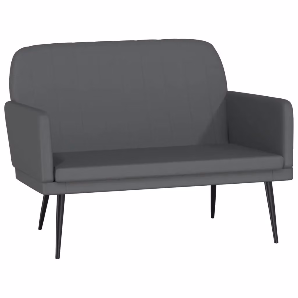 Panca moderna vidaXL in similpelle grigia con braccioli e struttura in metallo L: 107 cm, P: 80 cm, H: 81 cm – 2