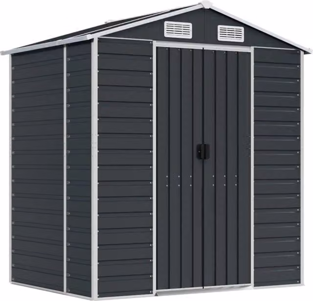 Capanno da Giardino-Casetta da Giardino Antracite 191x130x198 cm in Acciaio Zincato