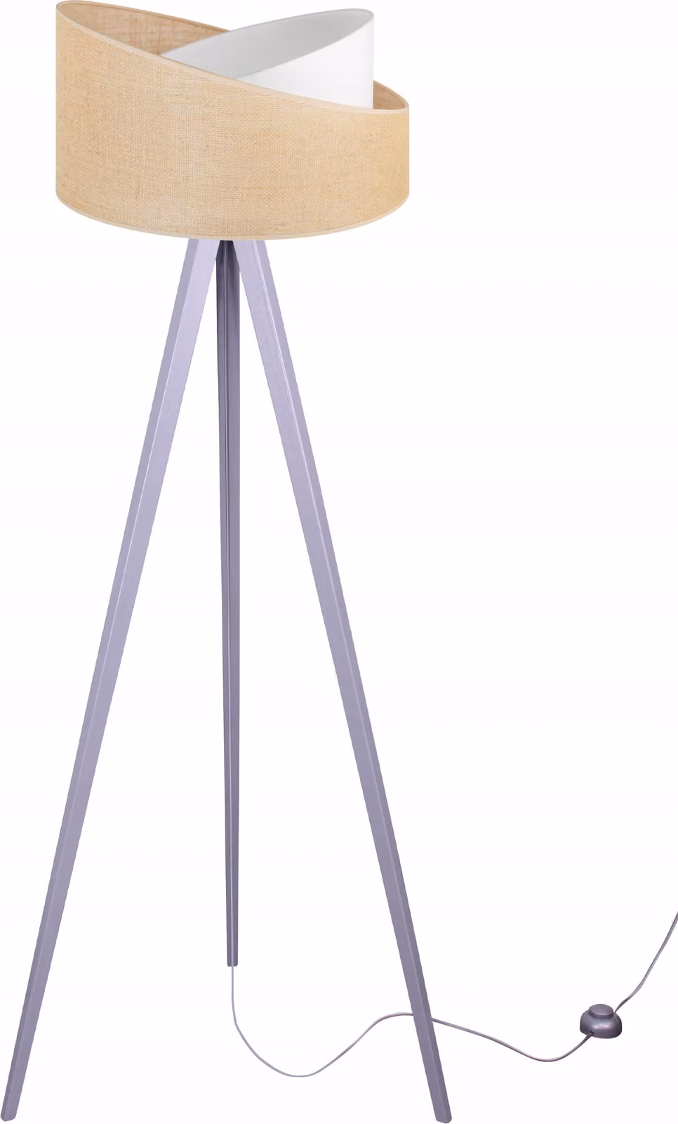 Lampada da terra a tre gambe, legno, juta, paralume, 45 cm