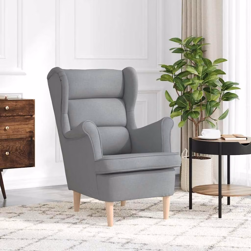 Poltrona moderna vidaXL in tessuto grigio con braccioli e imbottitura in schiuma, L: 74 cm, P: 84 cm, H: 100 cm