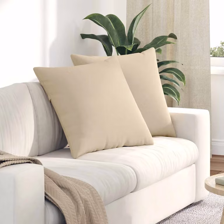 Set di 2 cuscini da divano quadrati vidaXL in tessuto beige con fodera rimovibile, L 80 x P 80 cm
