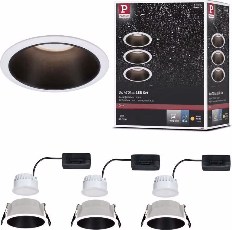 Paulmann Luce da incasso LED Cole set da 3