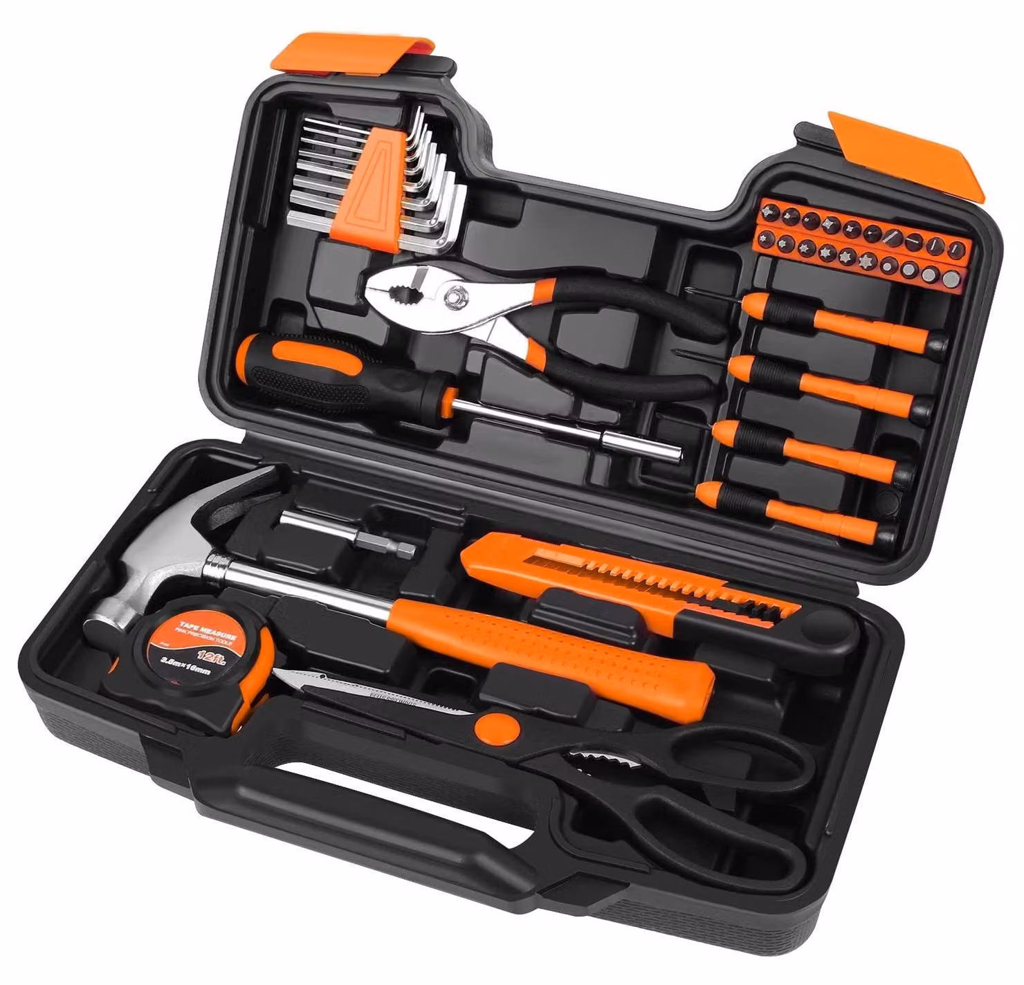 Set di 39 utensili manuali con custodia - Set di utensili compatto per bricolage e lavori domestici, ideale per uso domestico e facile da trasportare