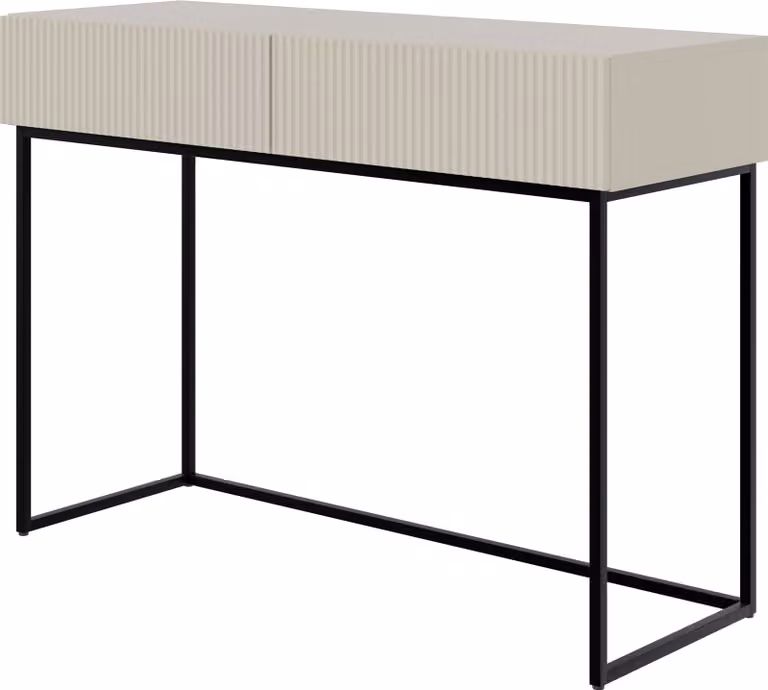 Selsey Veldio - Comodino con cassetti, grigio beige con struttura in metallo nero, 110 cm