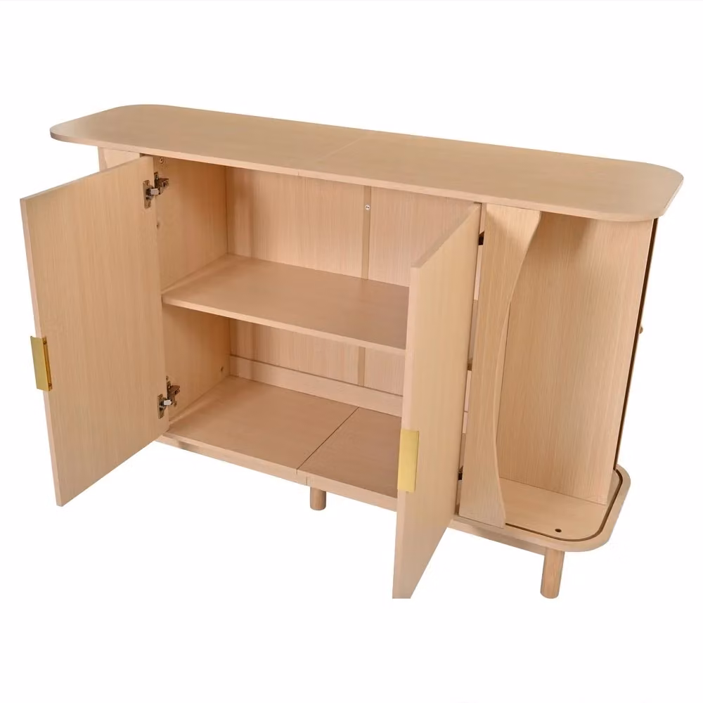 Cassettiera consolle Minimal in legno MDF rovere color noce per soggiorno e ingresso L: 140 cm, P: 40 cm, H: 88 cm – 2
