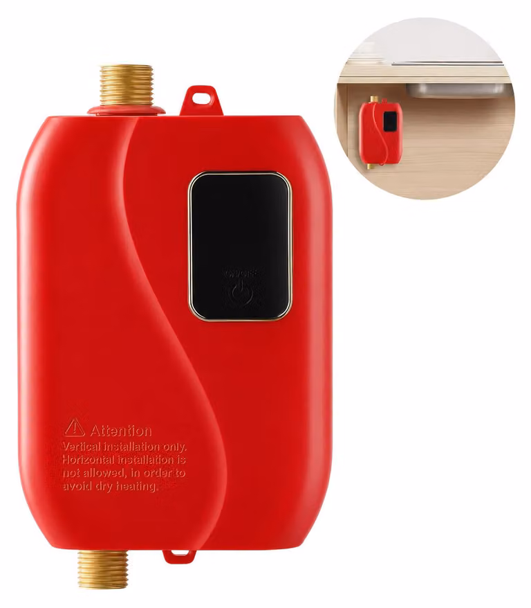 Scaldabagno elettrico mini istantaneo - Colore: rosso - Mobiletti inclusi - Potenza: 3000 Watt