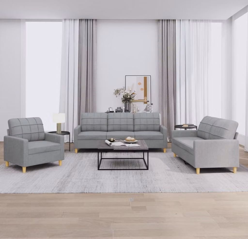 Maison Exclusive - Set divano 3 pezzi con cuscini in tessuto grigio chiaro