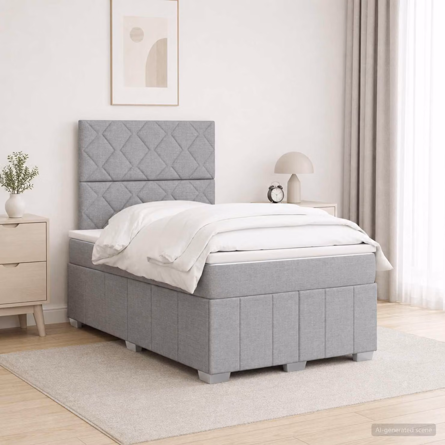 Maison Exclusive - Letto boxspring a LED con materasso, grigio chiaro, 120 x 190 cm, tessuto