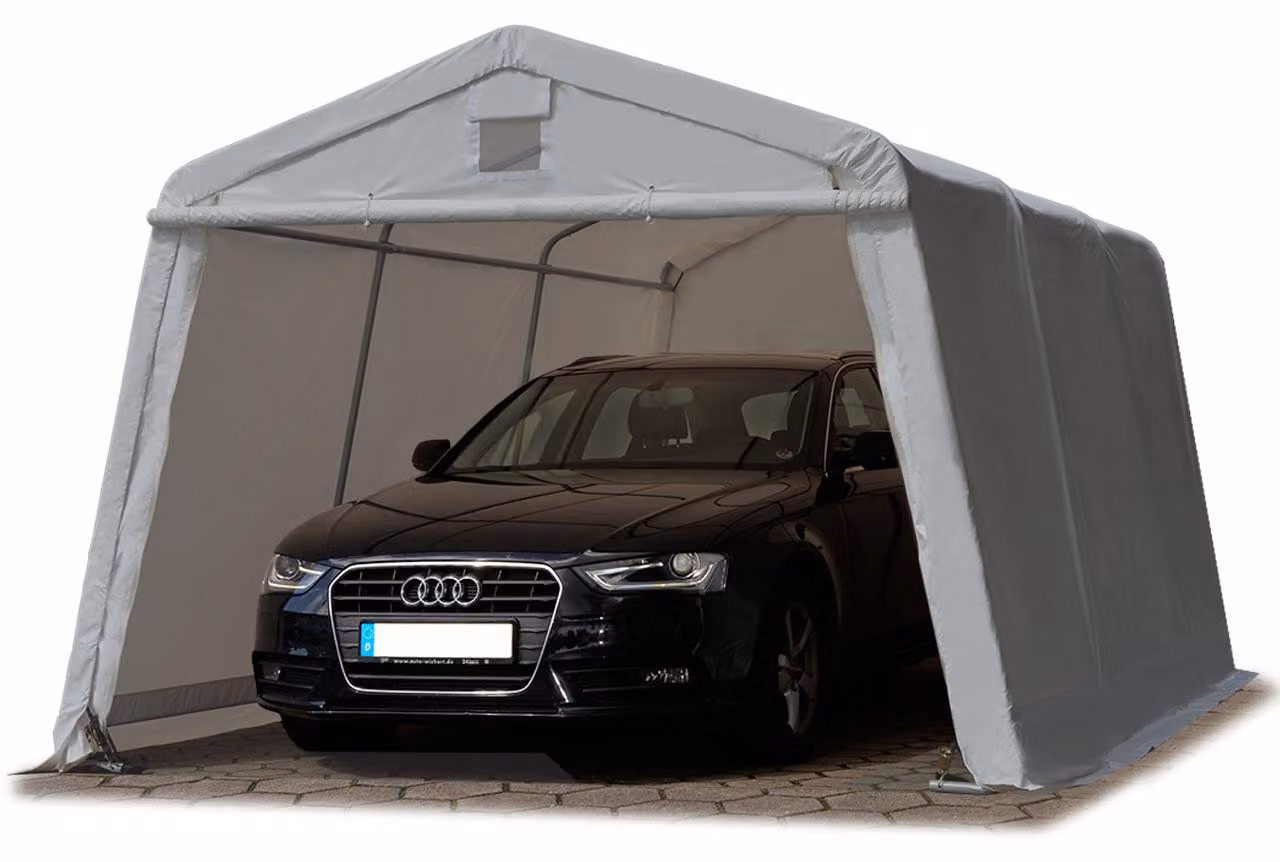 TOOLPORT Tendone Garage 3,3x4,7 m grigio PE 600 N Costruzione Stabile in Acciaio Garage per Moto