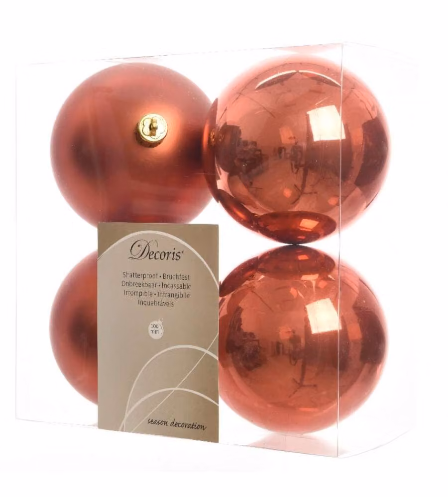 Sfere 10 cm rosso autunno 4 pz