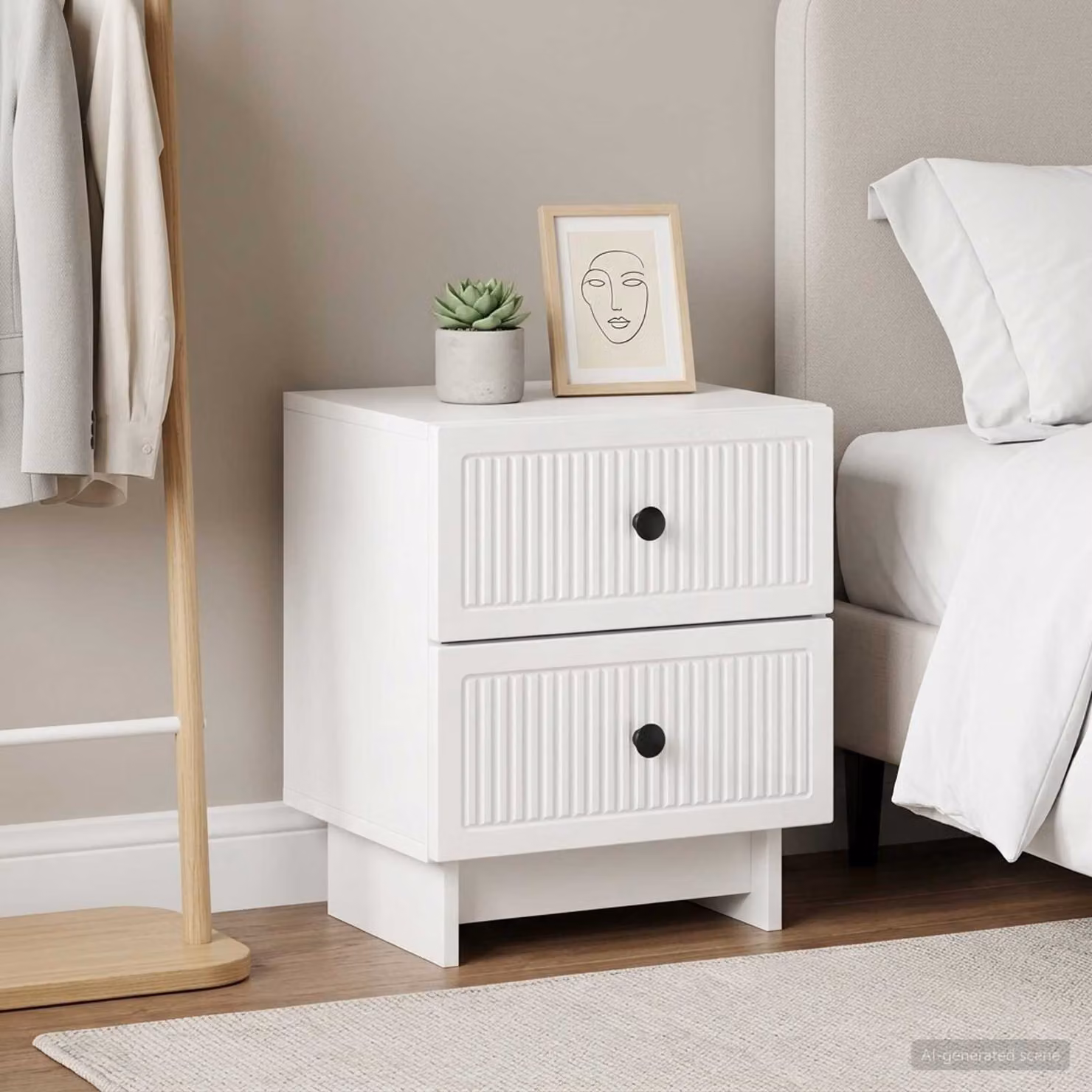 Set di 2 Armadi da Notte vidaXL Bianco Lucido L/P/H: 43 x 34,5 x 47,5 cm
