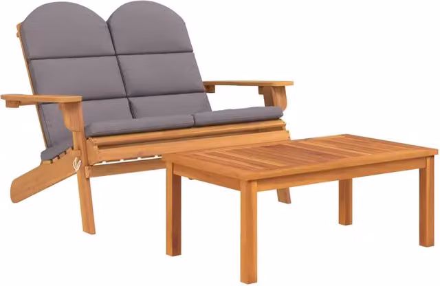 Set Salotto da Giardino Adirondack 2pz | Set di Mobili da Esterno Legno Massello di Acacia